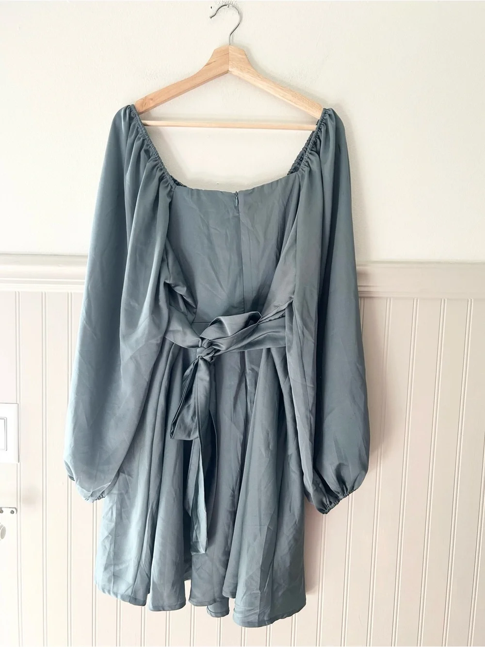 Arula Size B 2X Blue/Green Off Shoulder Long Sleeve Mini Dress